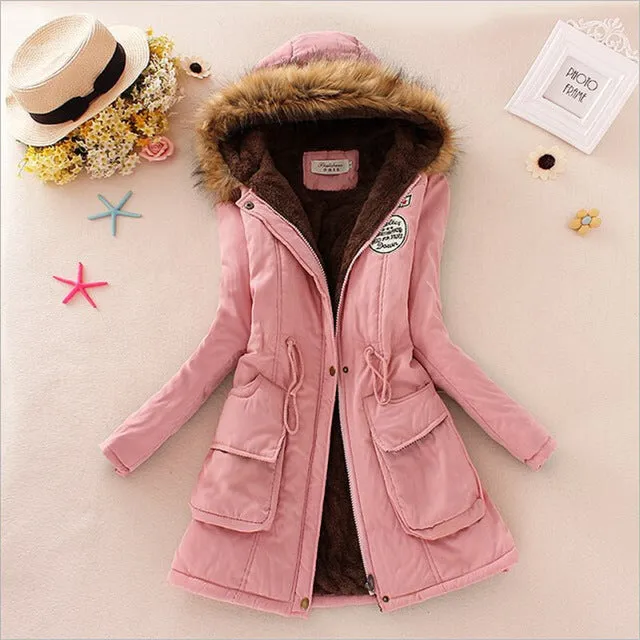 Winter women coat 2017 Women's Parka Casual Outwear Military Hooded fur Coat Down Jackets Winter Coat for Female CC001