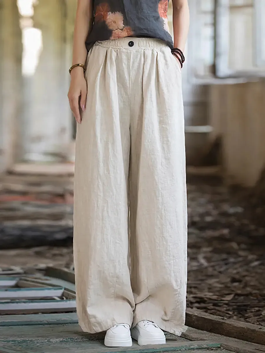 Women Solid Fleece-lined Wide-leg Pants