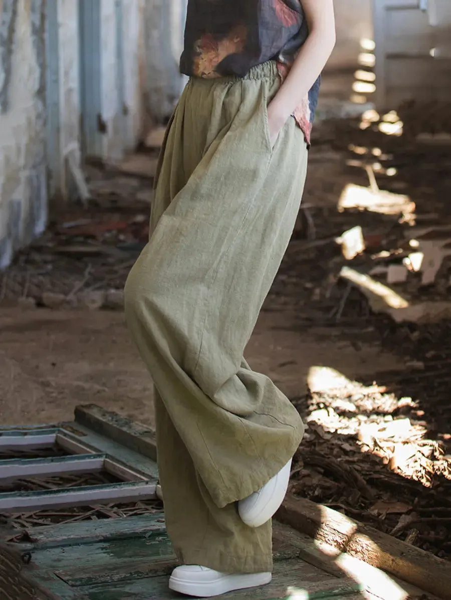 Women Solid Fleece-lined Wide-leg Pants