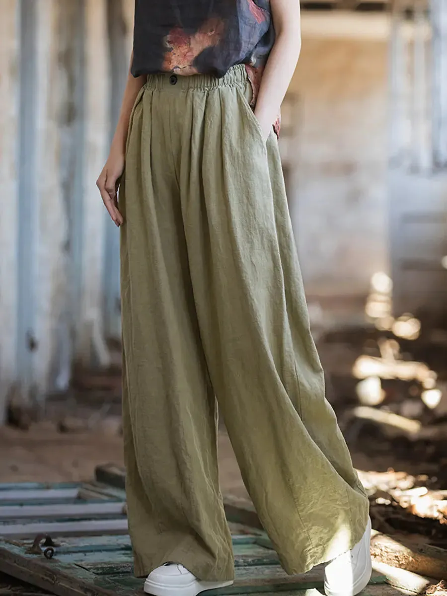 Women Solid Fleece-lined Wide-leg Pants