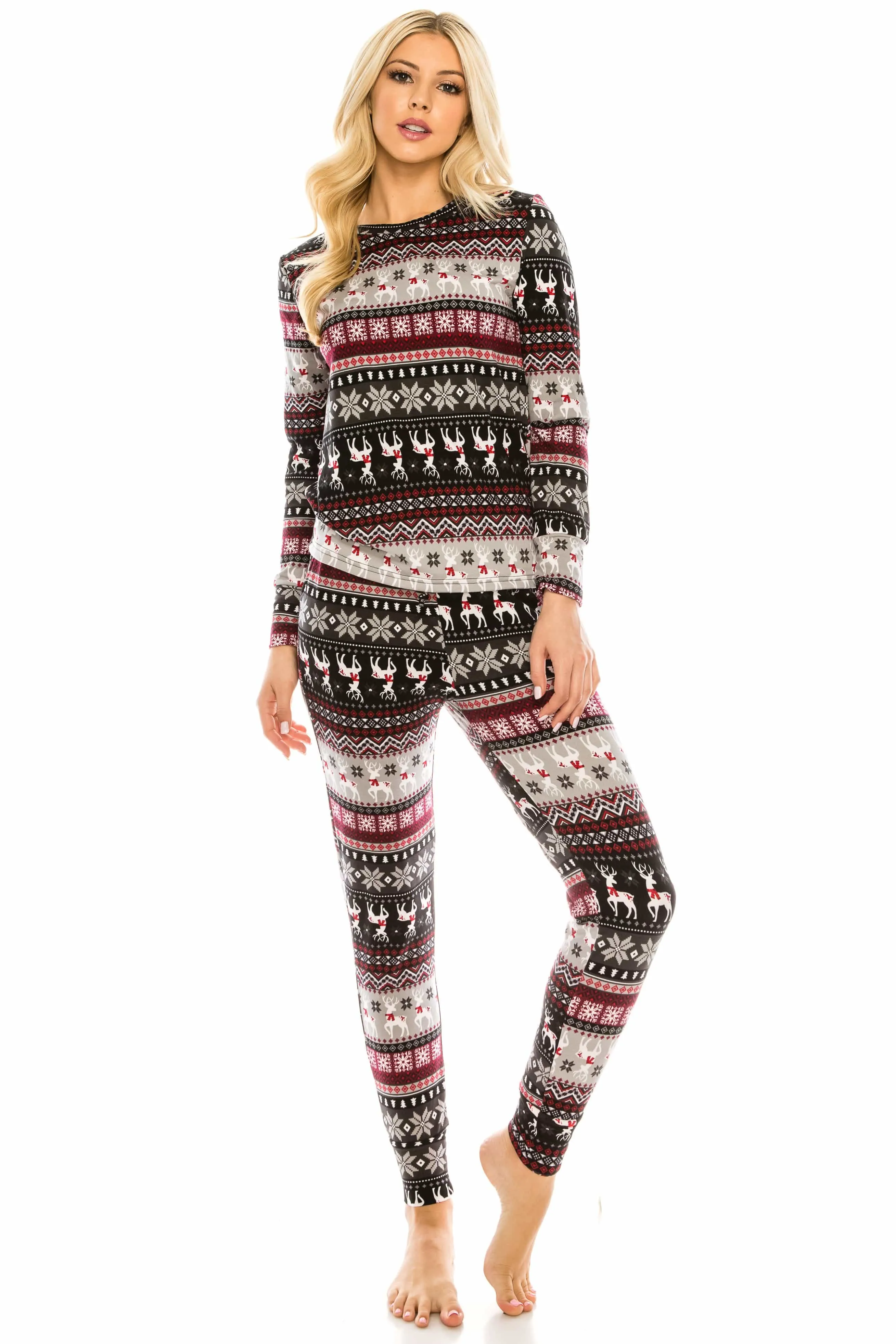 Women's Cozy Christmas Fleece-Lined 2-Piece Matching Jogger Sets