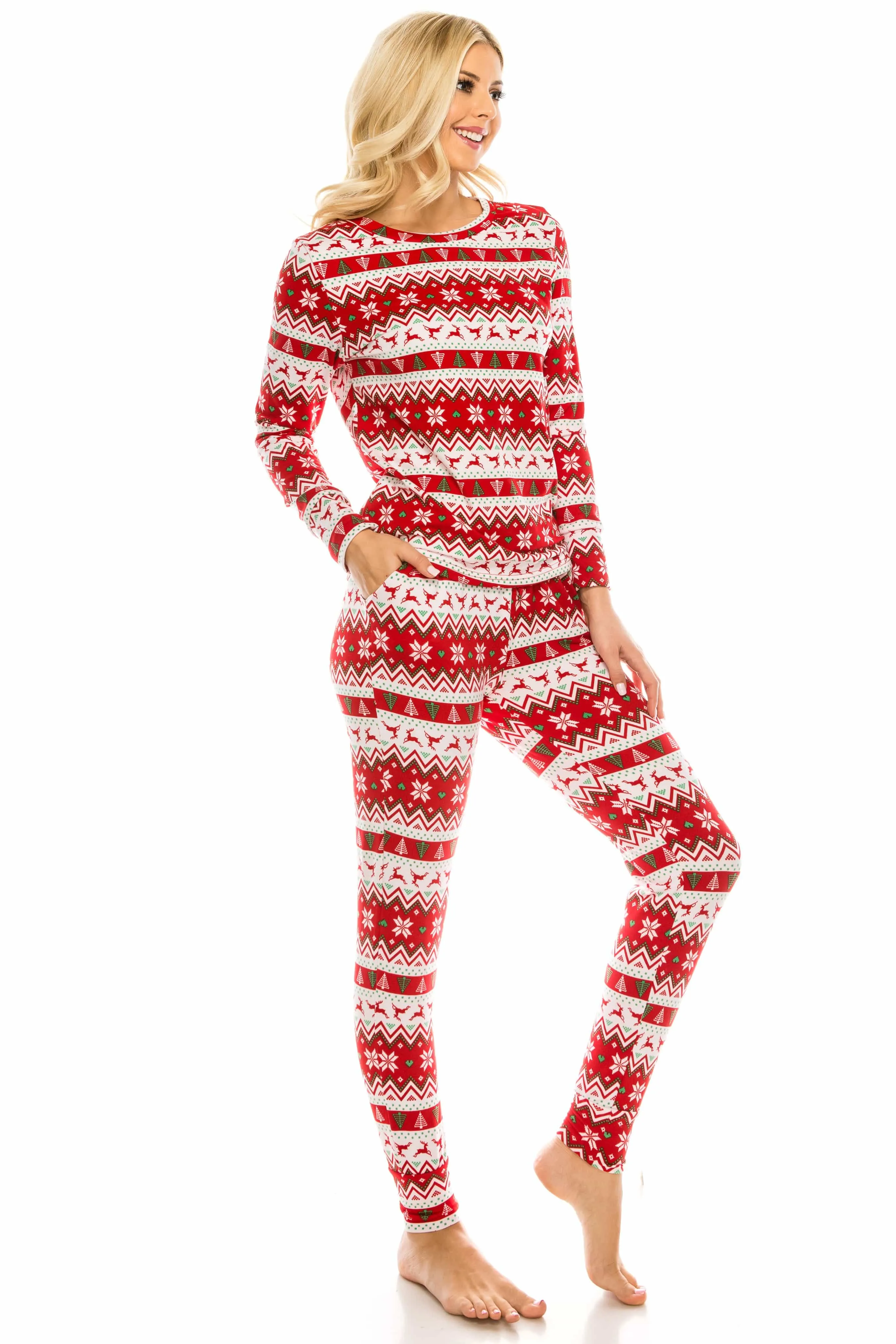 Women's Cozy Christmas Fleece-Lined 2-Piece Matching Jogger Sets